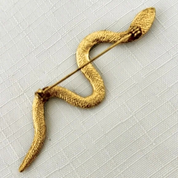 Vintage / Black, Silver & Gold Snake Brooch - Picture 3 of 6